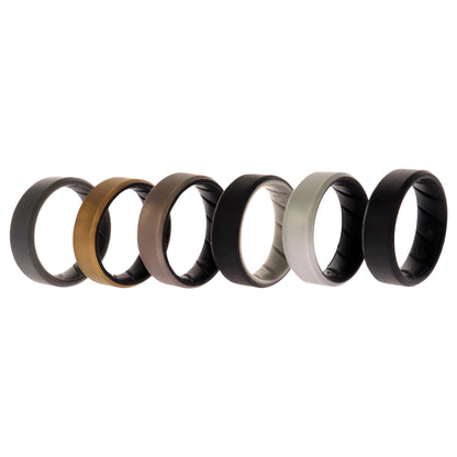 ROQ Silicone Wedding BR 8mm Edge Ring Set - Black