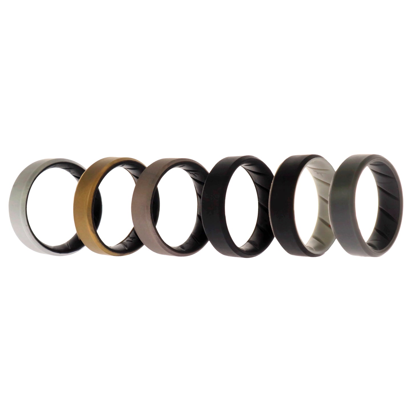 ROQ Silicone Wedding BR 8mm Edge Ring Set - Black