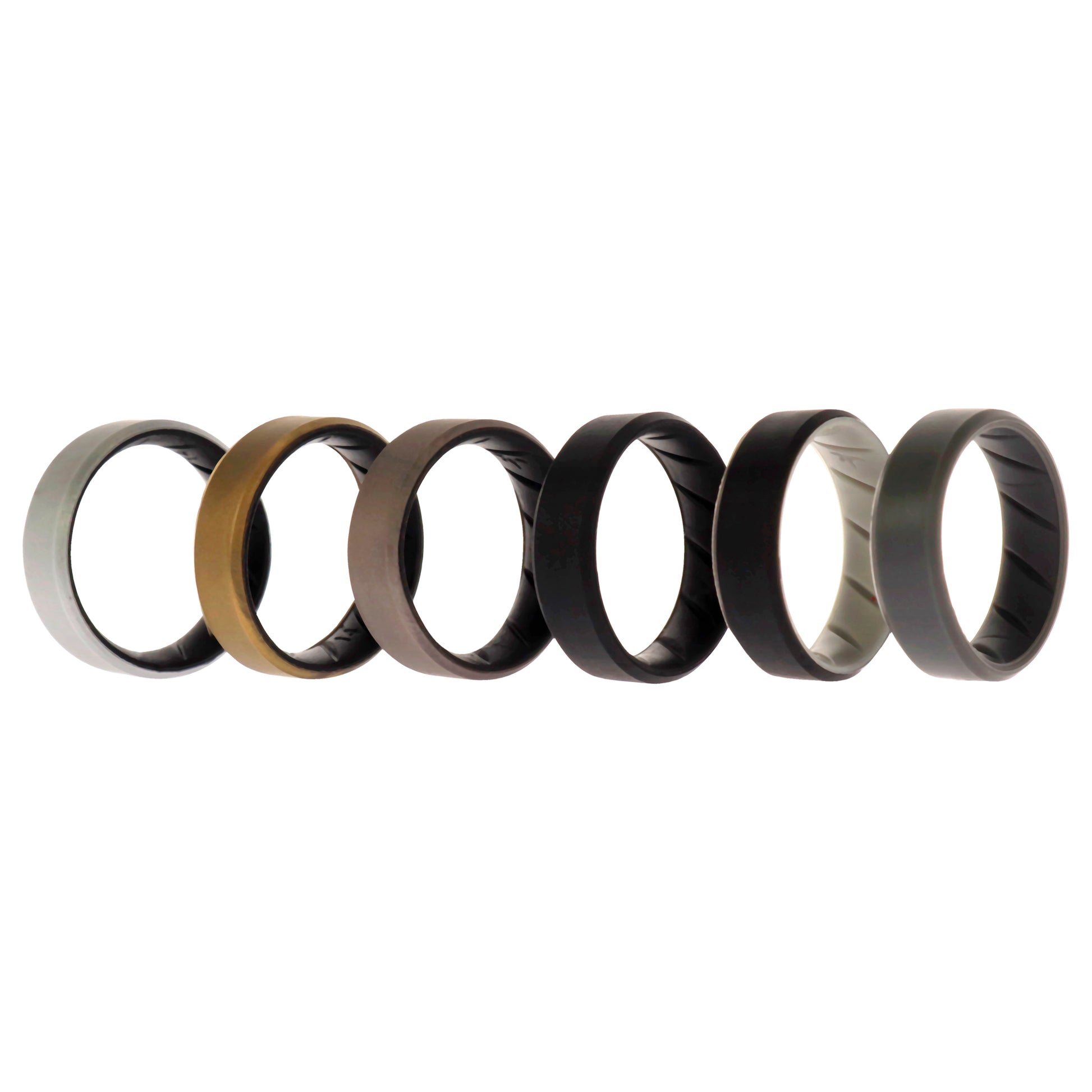 ROQ Silicone Wedding BR 8mm Edge Ring Set - Black