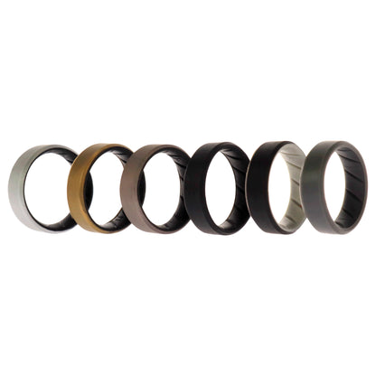 ROQ Silicone Wedding BR 8mm Edge Ring Set - Black