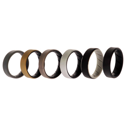 ROQ Silicone Wedding BR 8mm Edge Ring Set - Black