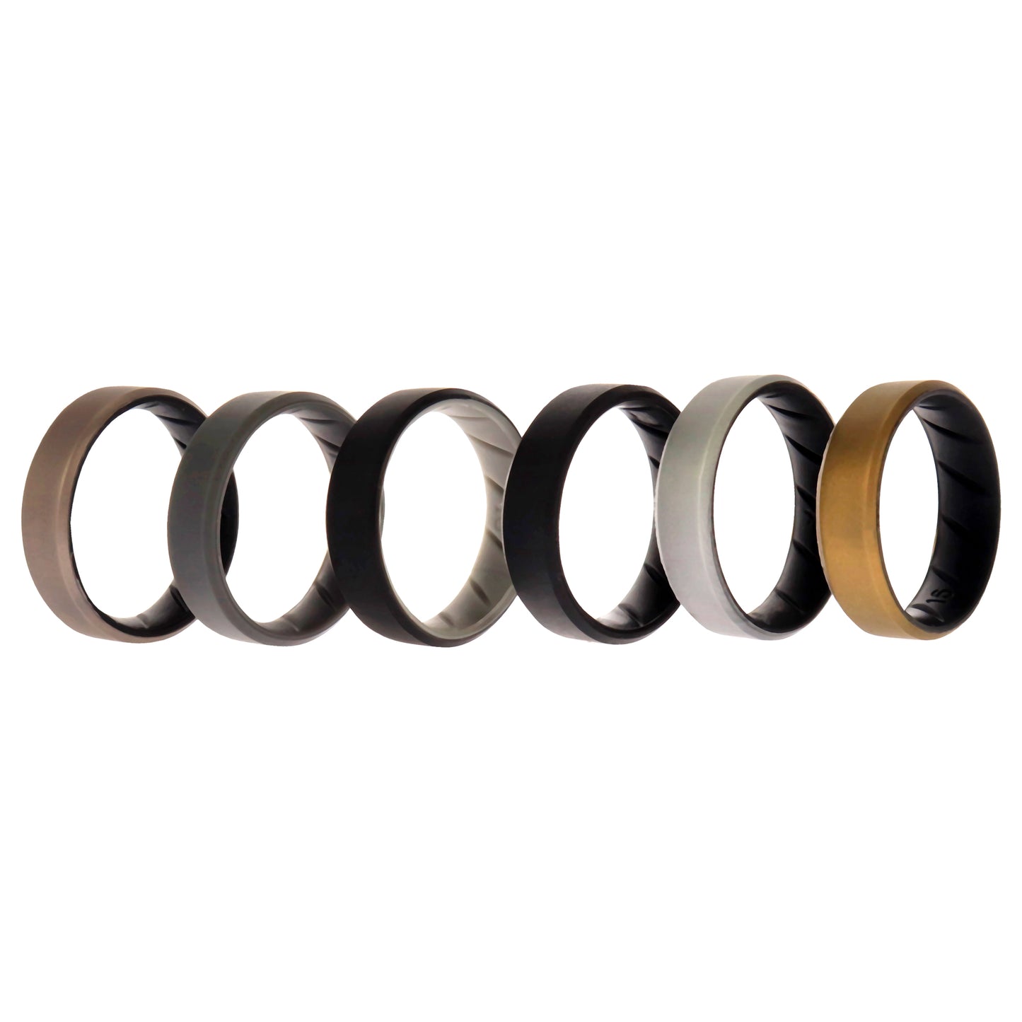 ROQ Silicone Wedding BR 8mm Edge Ring Set - Black