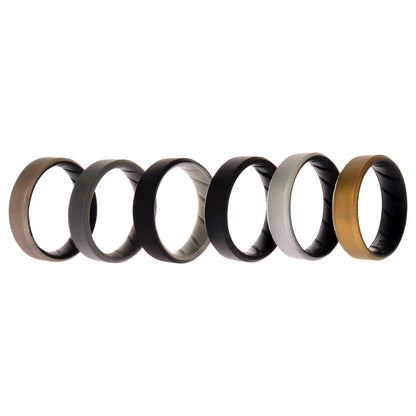 ROQ Silicone Wedding BR 8mm Edge Ring Set - Black