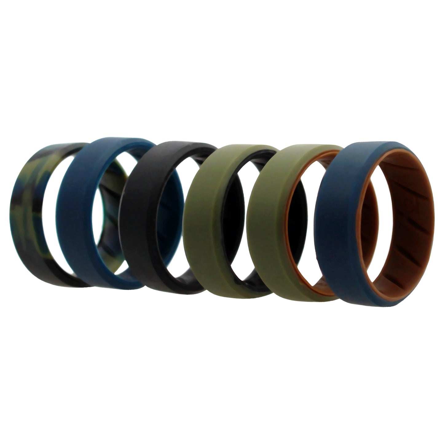 ROQ Silicone Wedding BR 8mm Edge Ring Set - Brown
