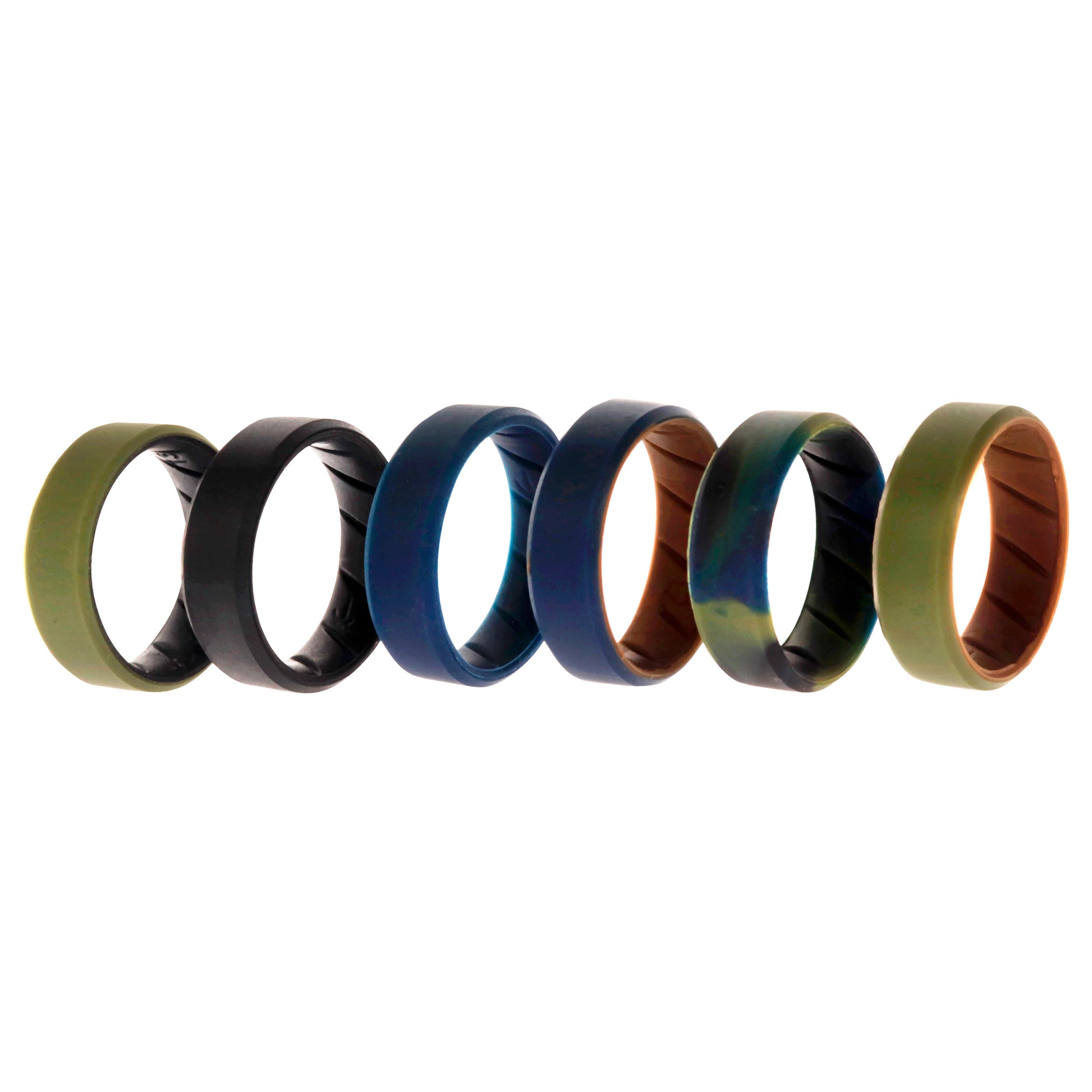 ROQ Silicone Wedding BR 8mm Edge Ring Set - Brown