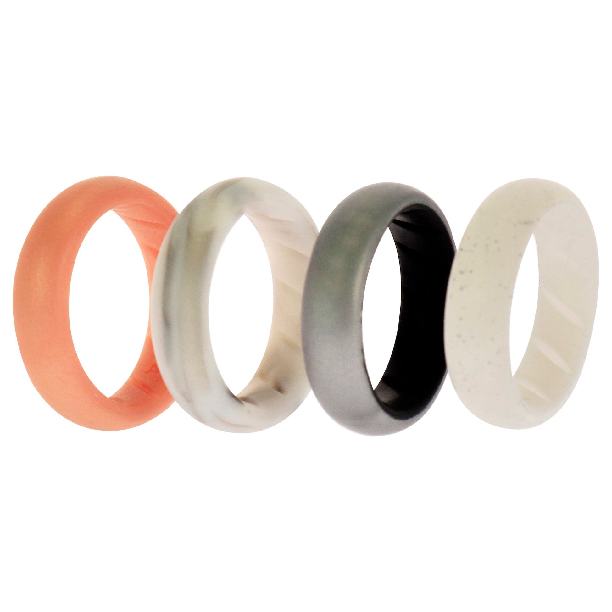 ROQ Silicone Wedding BR Solid Ring Set - Silver