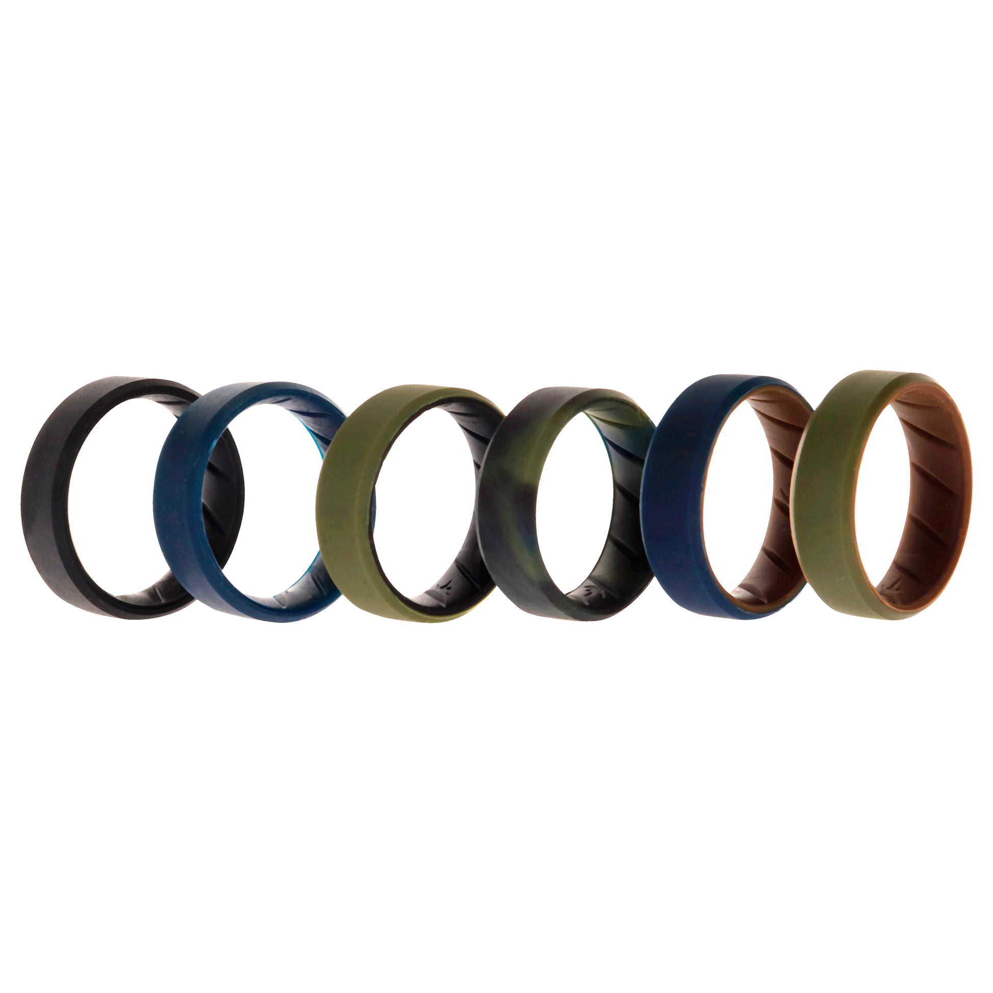 ROQ Silicone Wedding BR 8mm Edge Ring Set - Brown