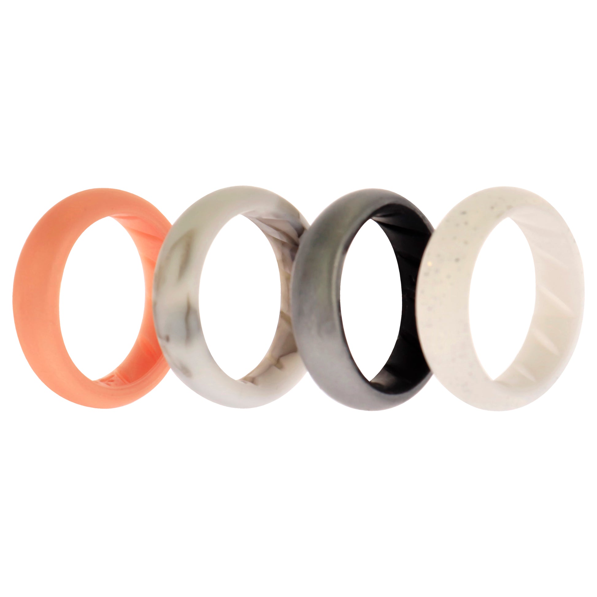 ROQ Silicone Wedding BR Solid Ring Set - Silver