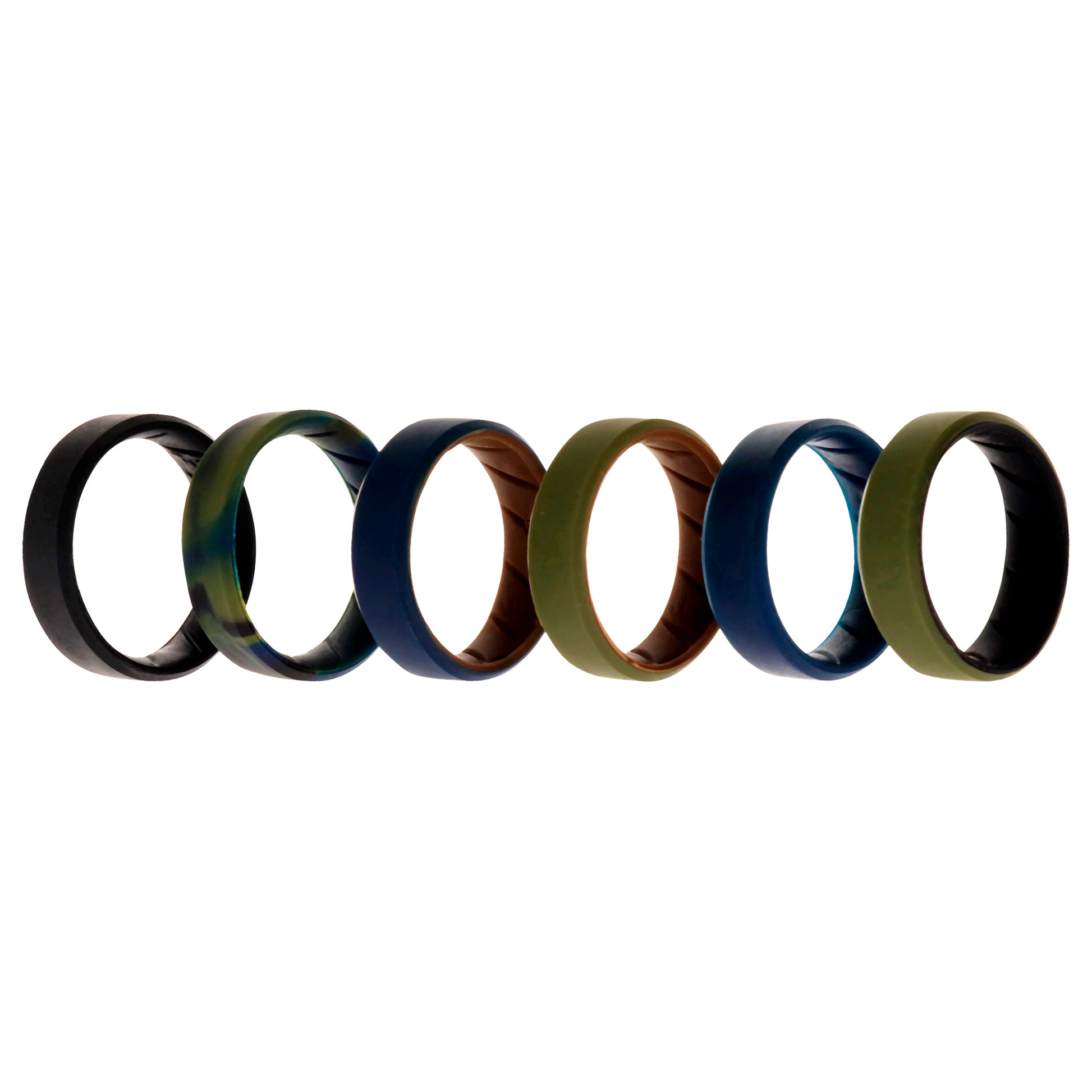 ROQ Silicone Wedding BR 8mm Edge Ring Set - Brown