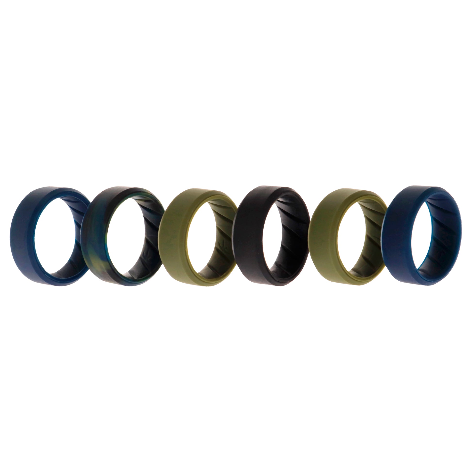 Silicone Wedding BR 8mm Ring Set - Basic-Olive by ROQ for Men - 6 x 7 mm Ring