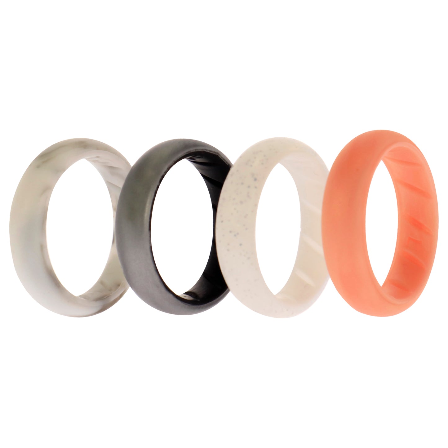 ROQ Silicone Wedding BR Solid Ring Set - Silver