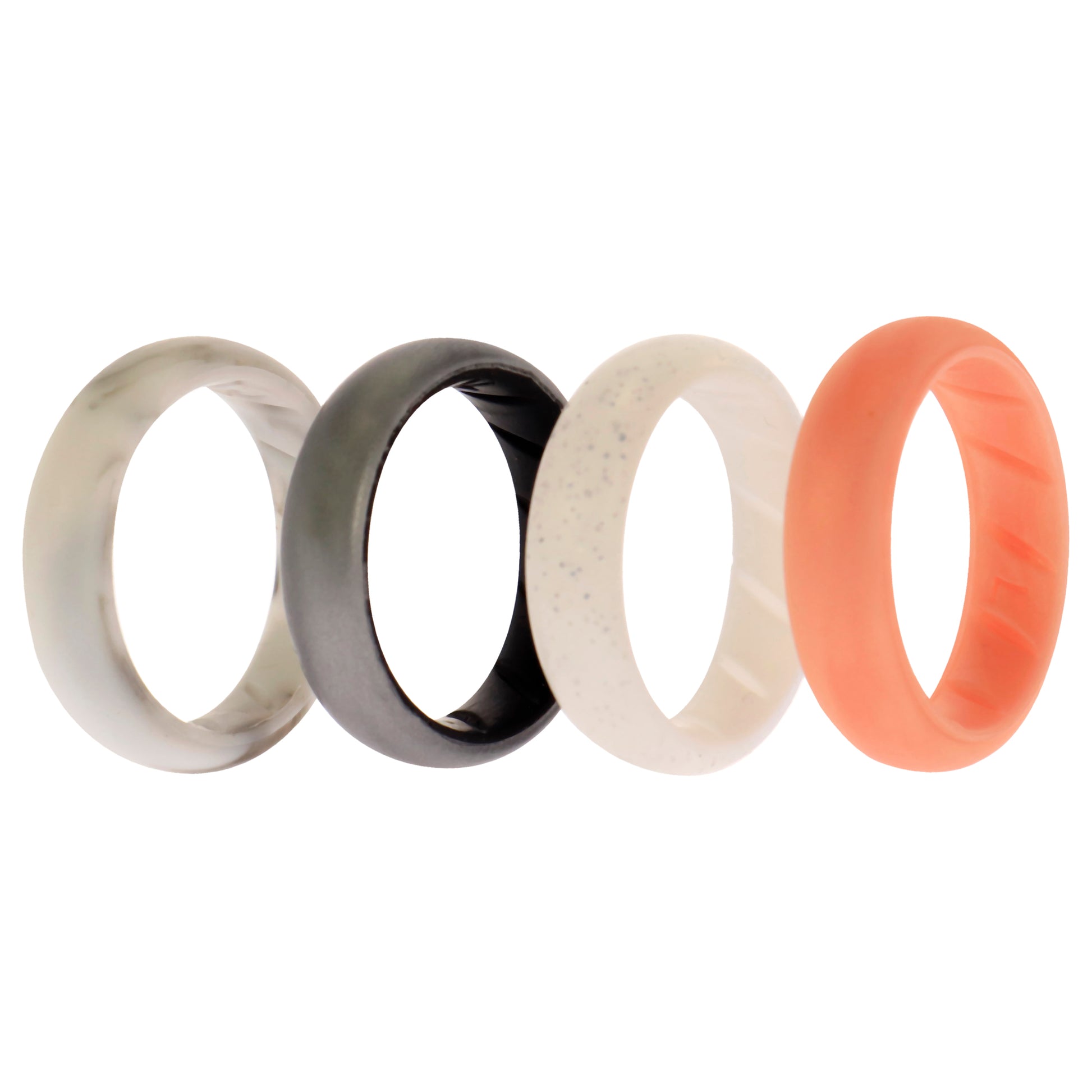 ROQ Silicone Wedding BR Solid Ring Set - Silver