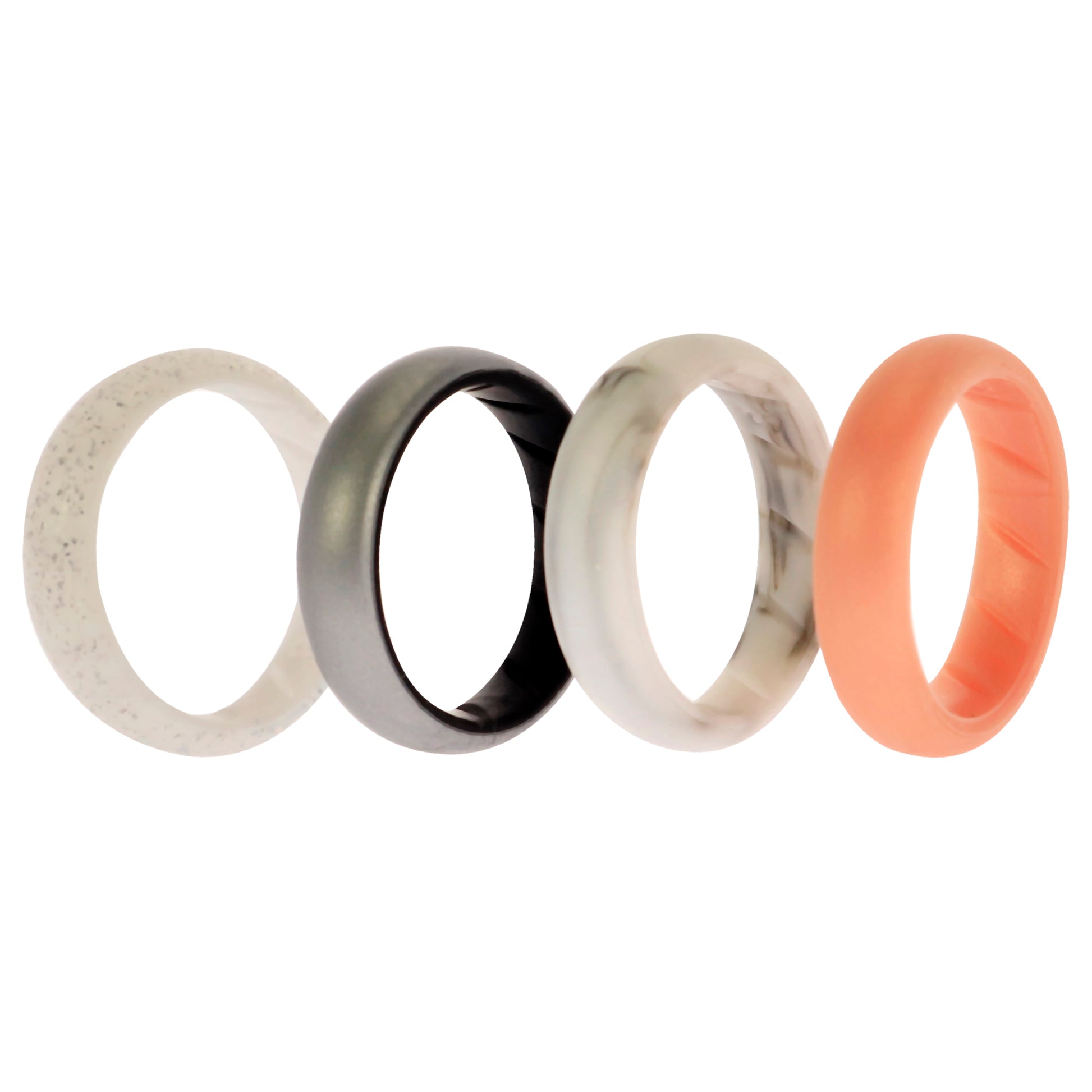 ROQ Silicone Wedding BR Solid Ring Set - Silver