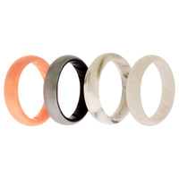 ROQ Silicone Wedding BR Solid Ring Set - Silver