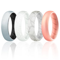 ROQ Silicone Wedding BR Solid Ring Set - Silver