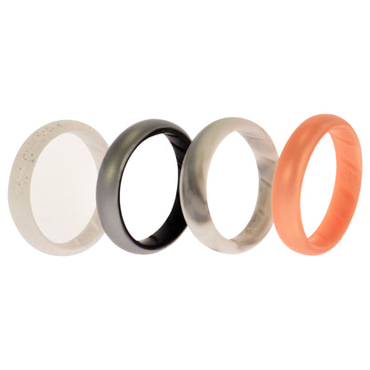 ROQ Silicone Wedding BR Solid Ring Set - Silver
