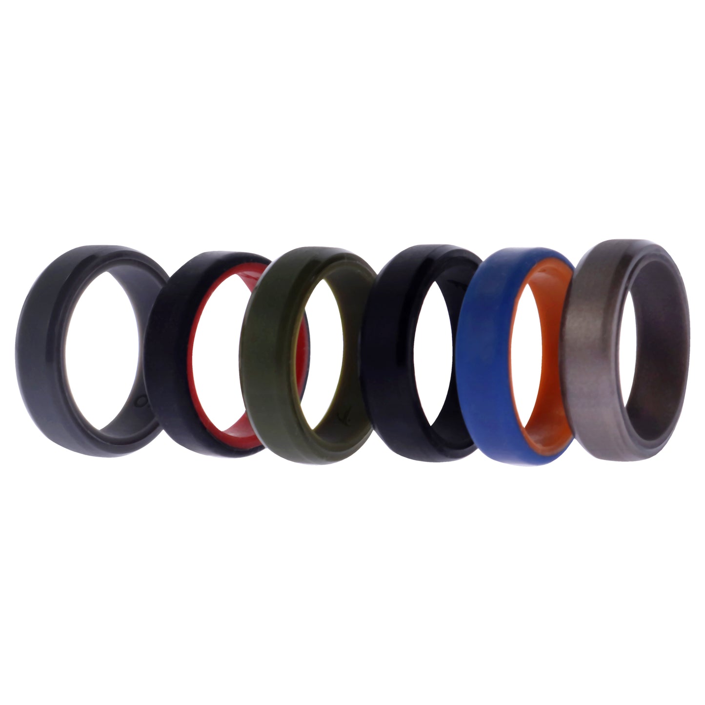 ROQ Silicone Wedding 6mm Brush 2Layer Solid Ring Set