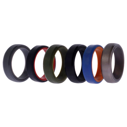 ROQ Silicone Wedding 6mm Brush 2Layer Solid Ring Set