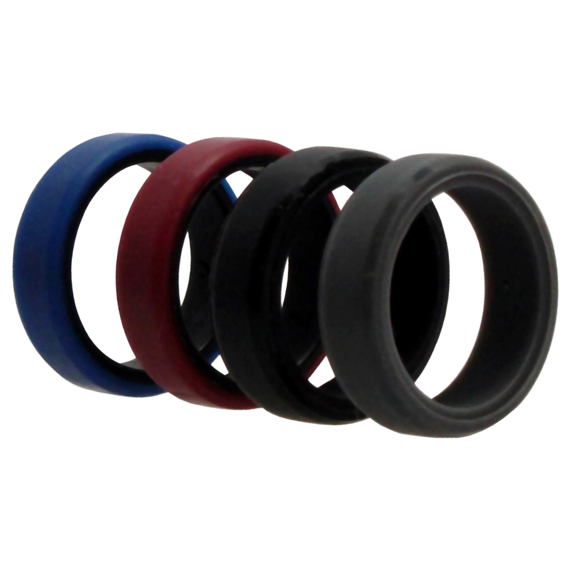 Silicone Wedding 6mm Brush 2Layer Ring Set - Bordo by ROQ for Men - 4 x 7 mm Ring