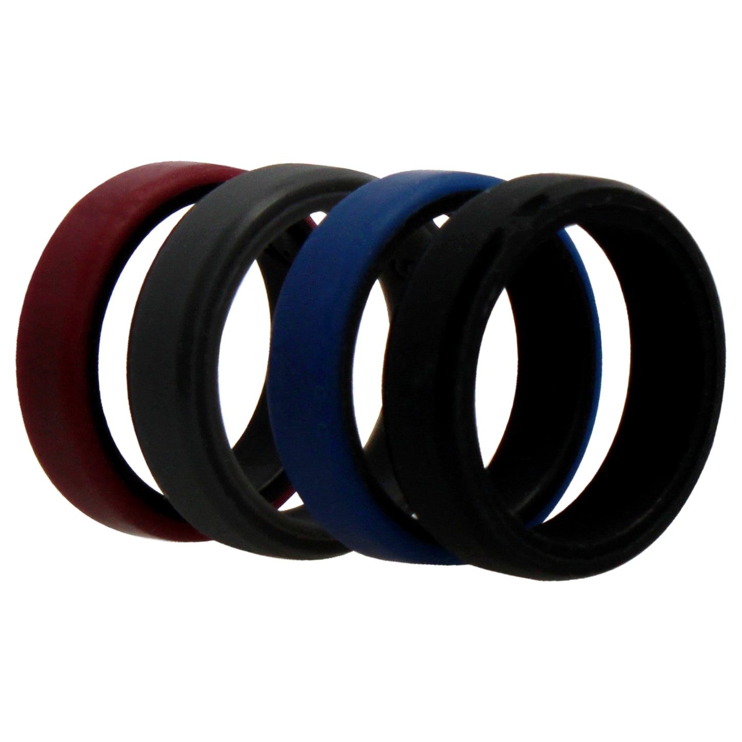 ROQ Silicone Wedding 6mm Brush 2Layer Ring Set - Bordo