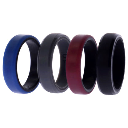 ROQ Silicone Wedding 6mm Brush 2Layer Ring Set - Bordo
