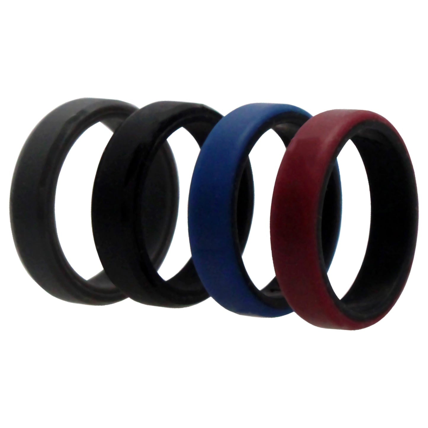 ROQ Silicone Wedding 6mm Brush 2Layer Ring Set - Bordo
