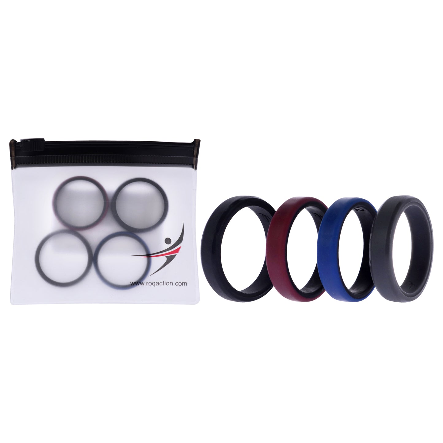 ROQ Silicone Wedding 6mm Brush 2Layer Ring Set - Bordo