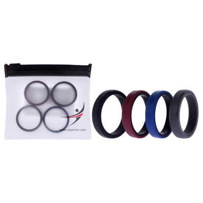 ROQ Silicone Wedding 6mm Brush 2Layer Ring Set - Bordo