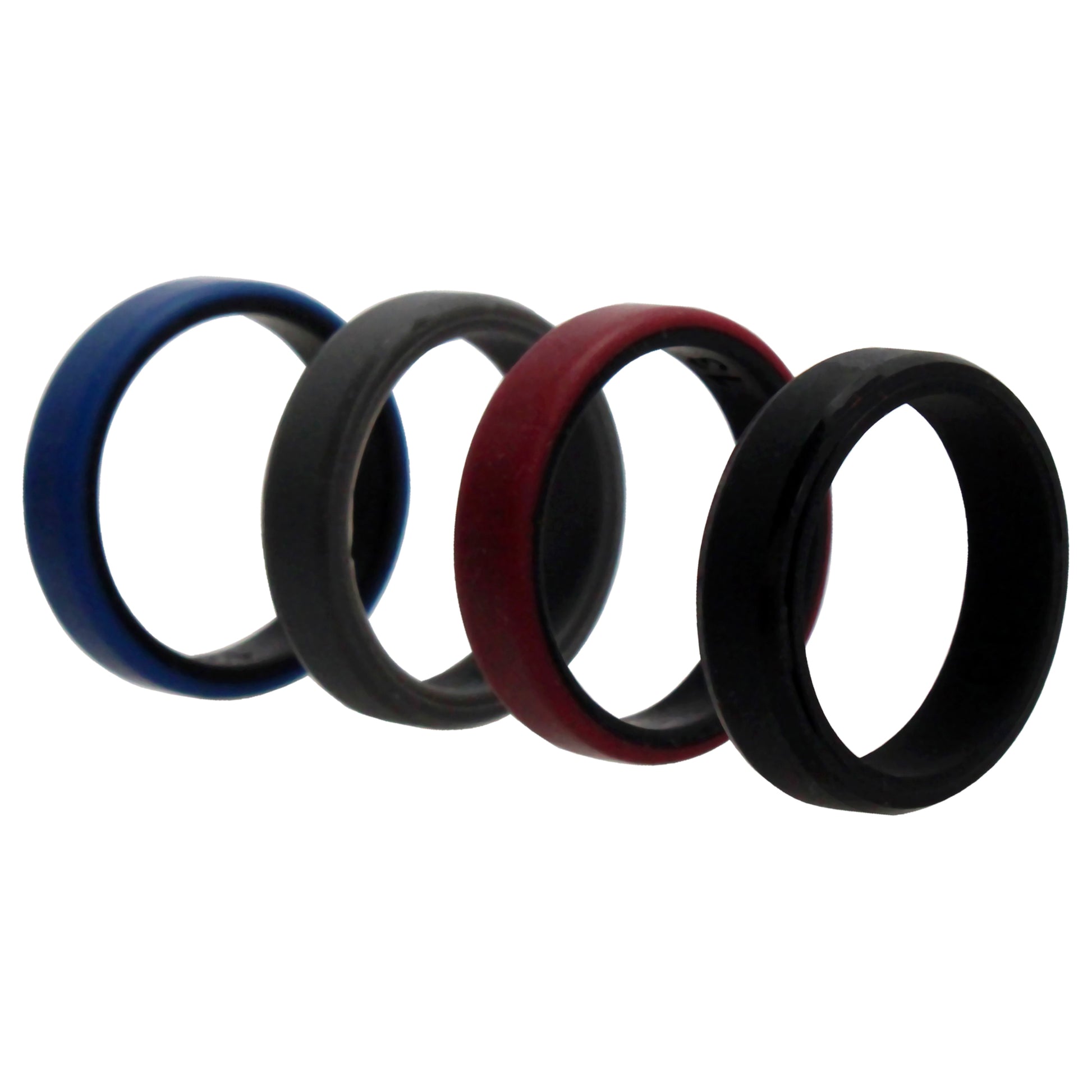 ROQ Silicone Wedding 6mm Brush 2Layer Ring Set - Bordo