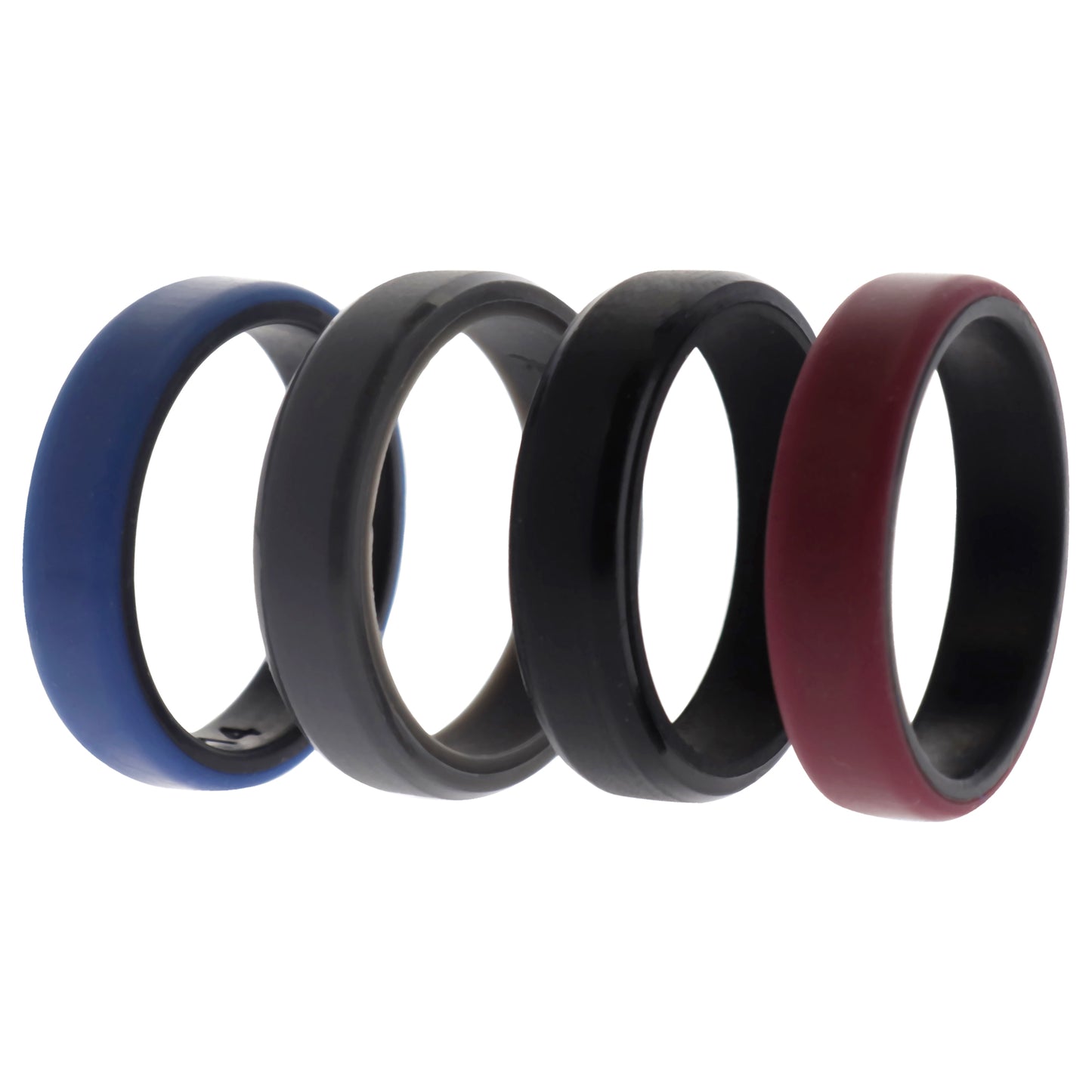 ROQ Silicone Wedding 6mm Brush 2Layer Ring Set - Bordo