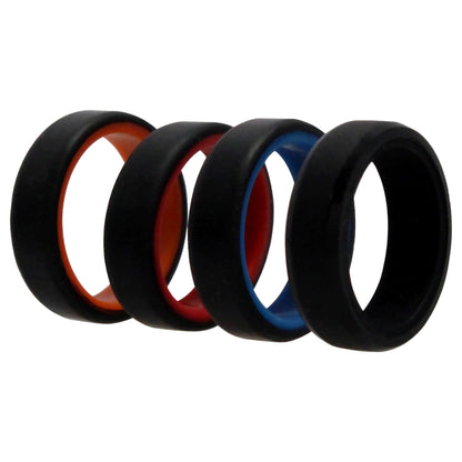 ROQ Silicone Wedding 6mm Brush 2Layer Ring Set - MultiColor