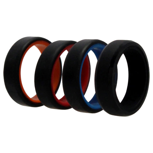 ROQ Silicone Wedding 6mm Brush 2Layer Ring Set - MultiColor