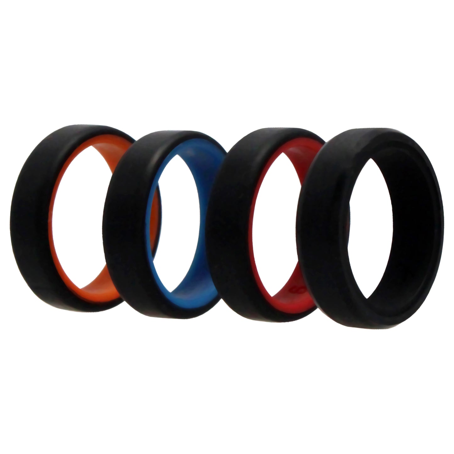 ROQ Silicone Wedding 6mm Brush 2Layer Ring Set - MultiColor
