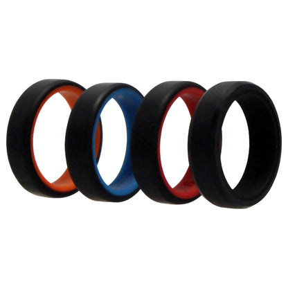 ROQ Silicone Wedding 6mm Brush 2Layer Ring Set - MultiColor