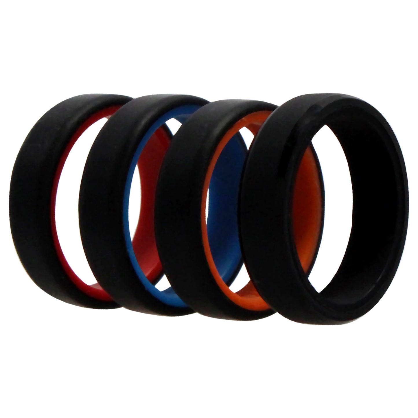 ROQ Silicone Wedding 6mm Brush 2Layer Ring Set - MultiColor