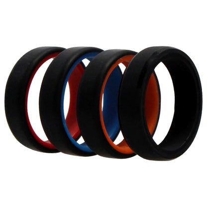 ROQ Silicone Wedding 6mm Brush 2Layer Ring Set - MultiColor