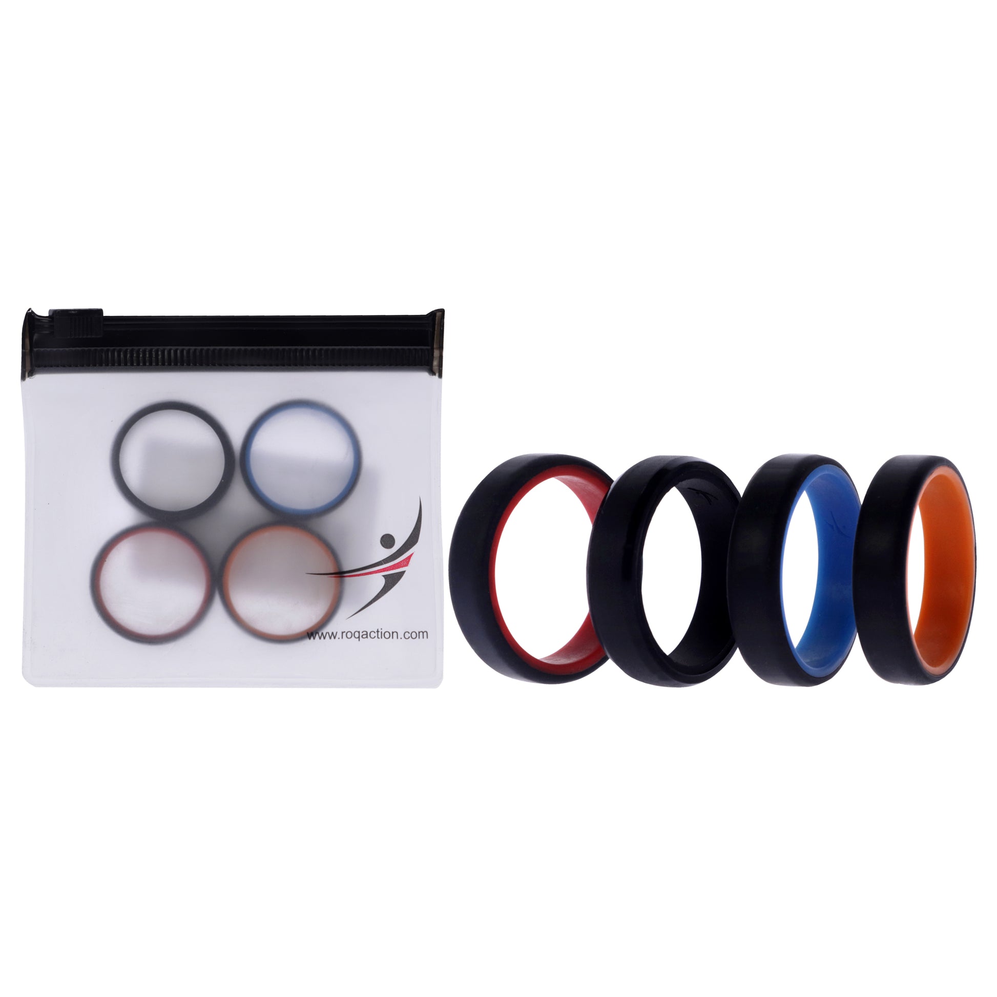 ROQ Silicone Wedding 6mm Brush 2Layer Ring Set - MultiColor