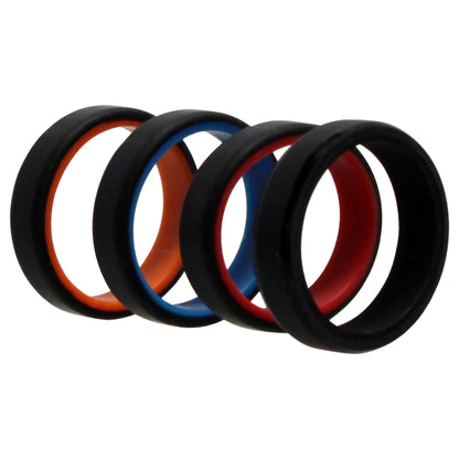 ROQ Silicone Wedding 6mm Brush 2Layer Ring Set - MultiColor