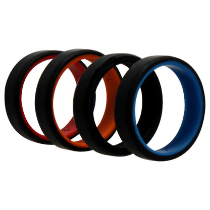 ROQ Silicone Wedding 6mm Brush 2Layer Ring Set - MultiColor