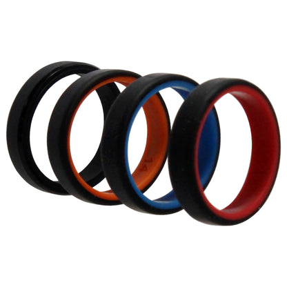 ROQ Silicone Wedding 6mm Brush 2Layer Ring Set - MultiColor