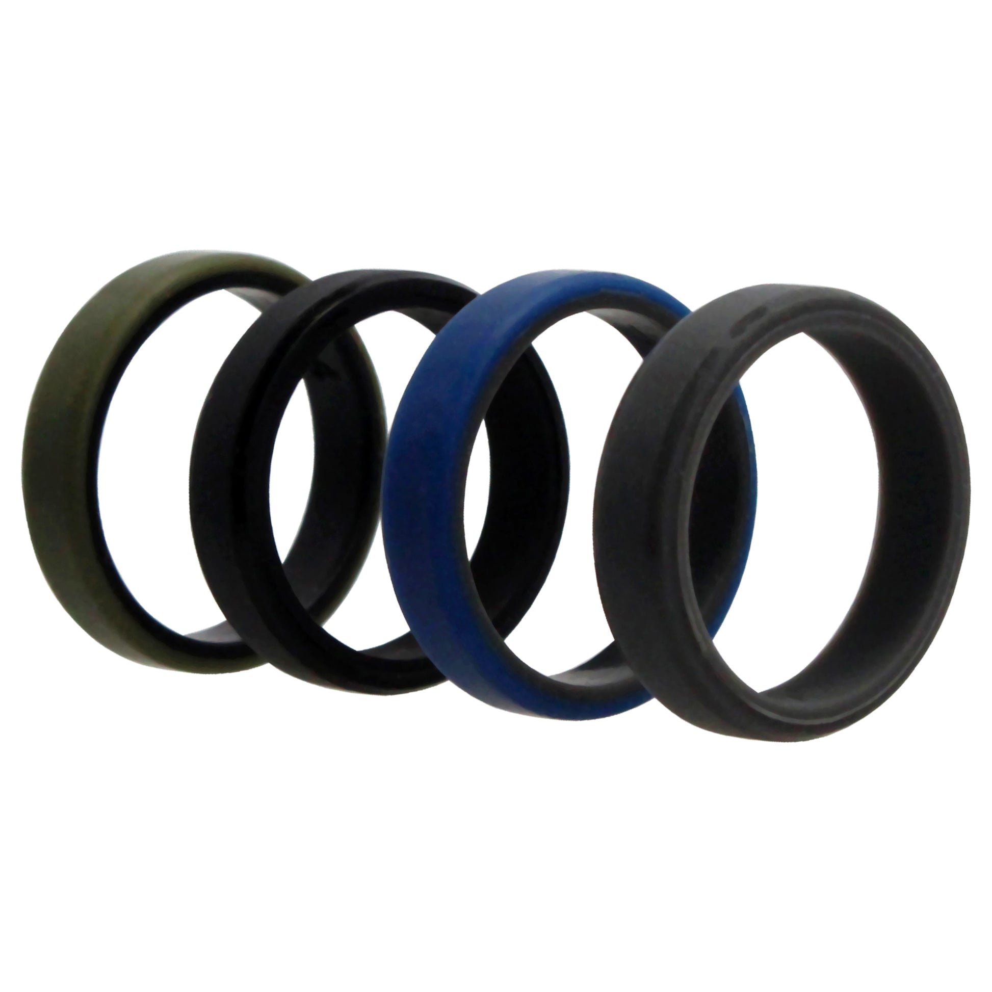 ROQ Silicone Wedding 6mm Brush 2Layer Ring Set - Green