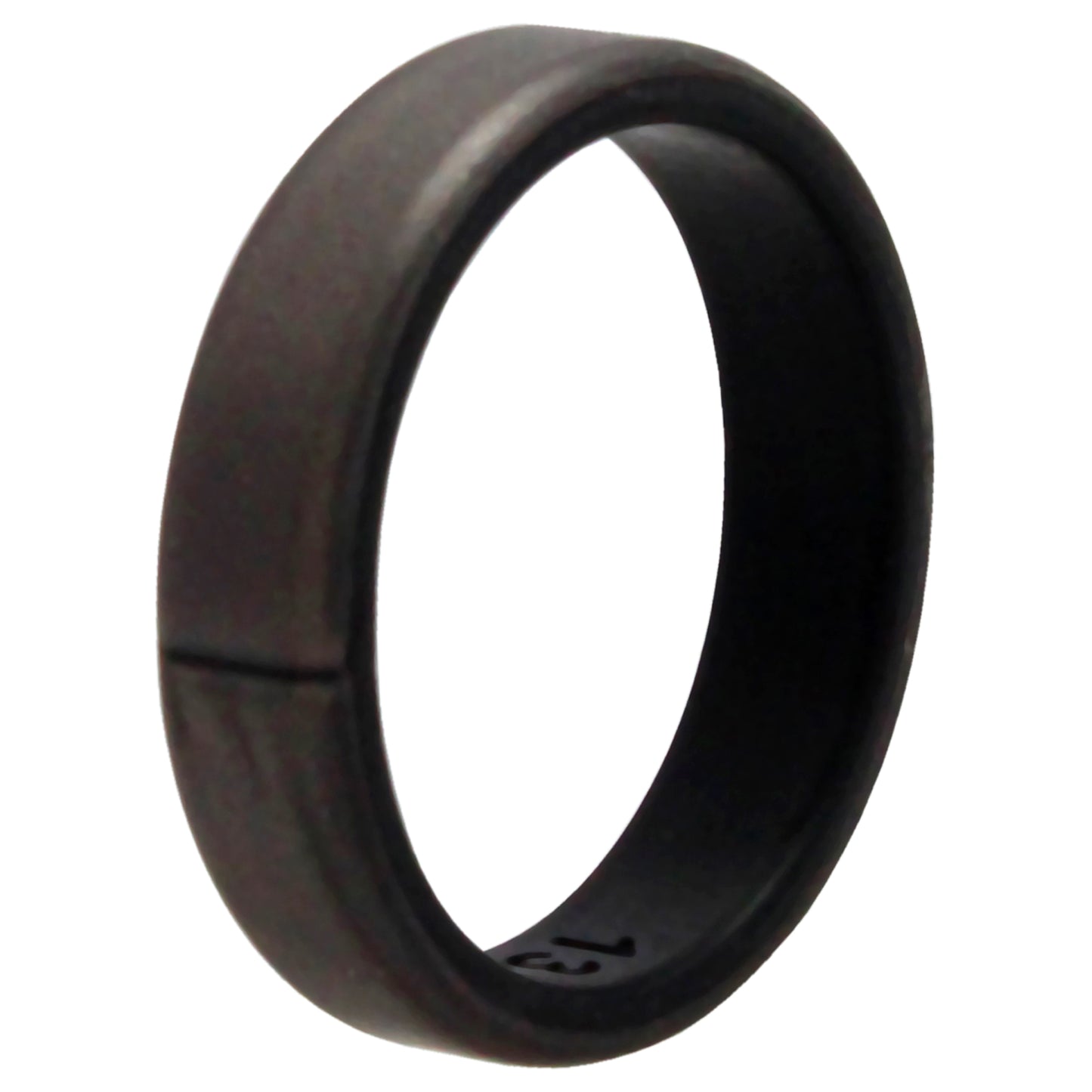 ROQ Silicone Wedding 6mm Brush 2Layer Ring - Silver