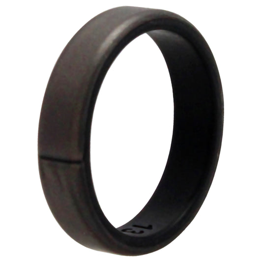 ROQ Silicone Wedding 6mm Brush 2Layer Ring - Silver