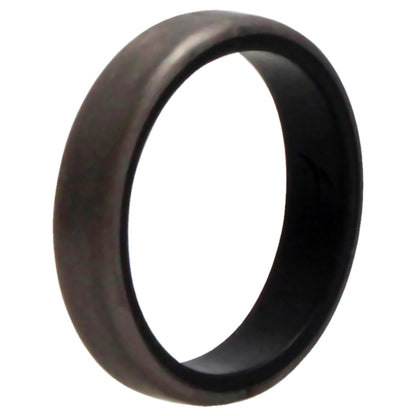 ROQ Silicone Wedding 6mm Brush 2Layer Ring - Silver