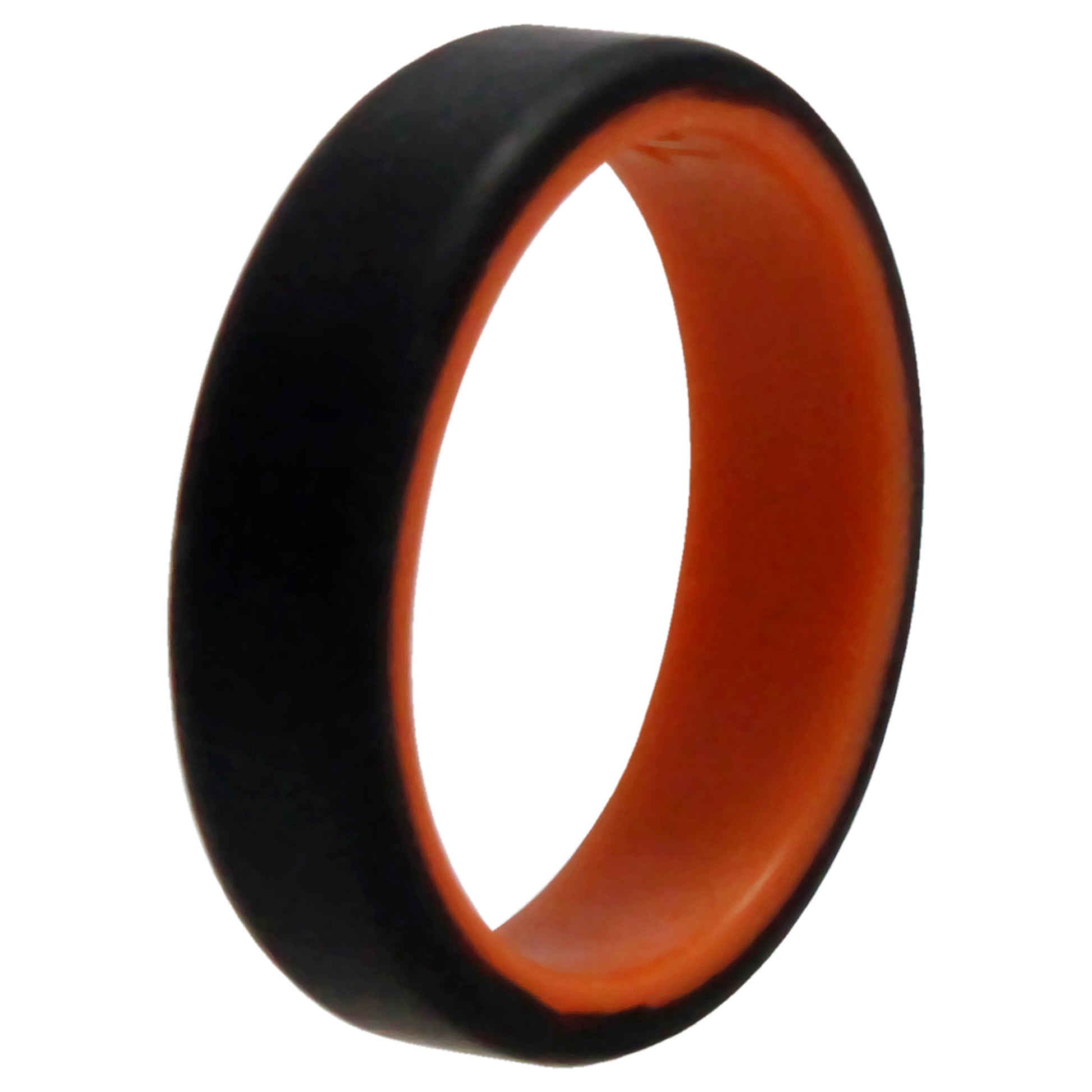 ROQ Silicone Wedding 6mm Brush 2Layer Ring - Orange-Black
