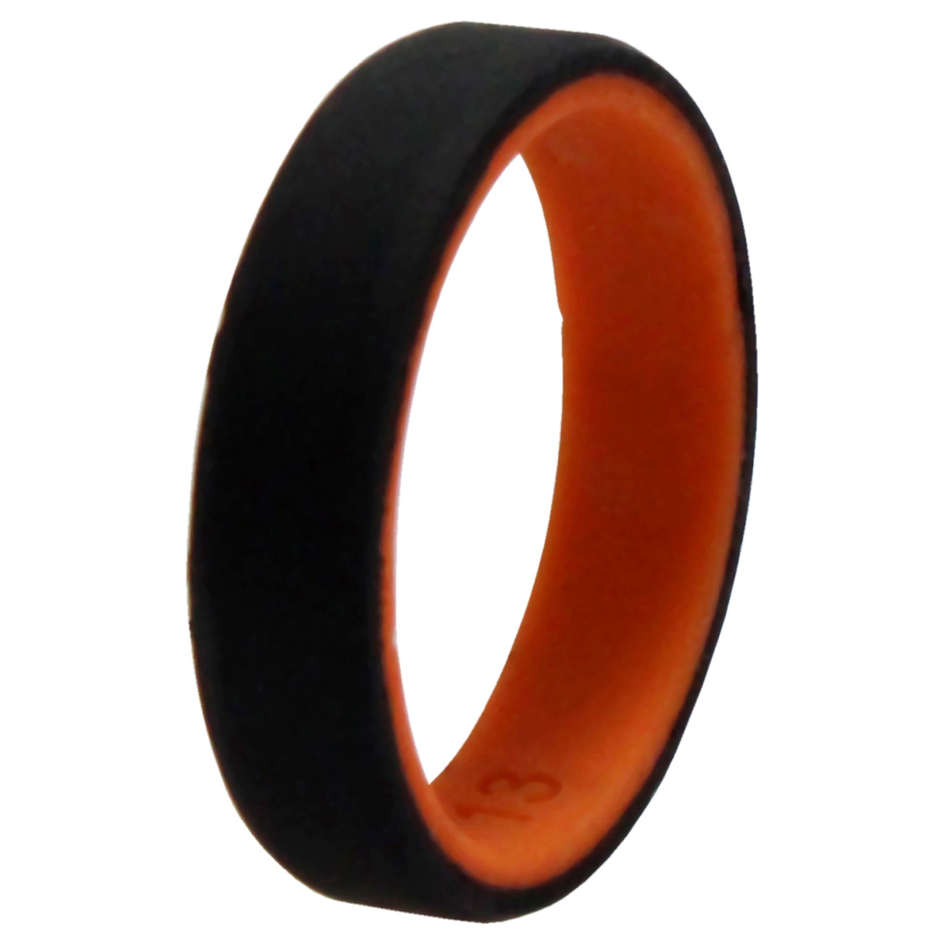 ROQ Silicone Wedding 6mm Brush 2Layer Ring - Orange-Black