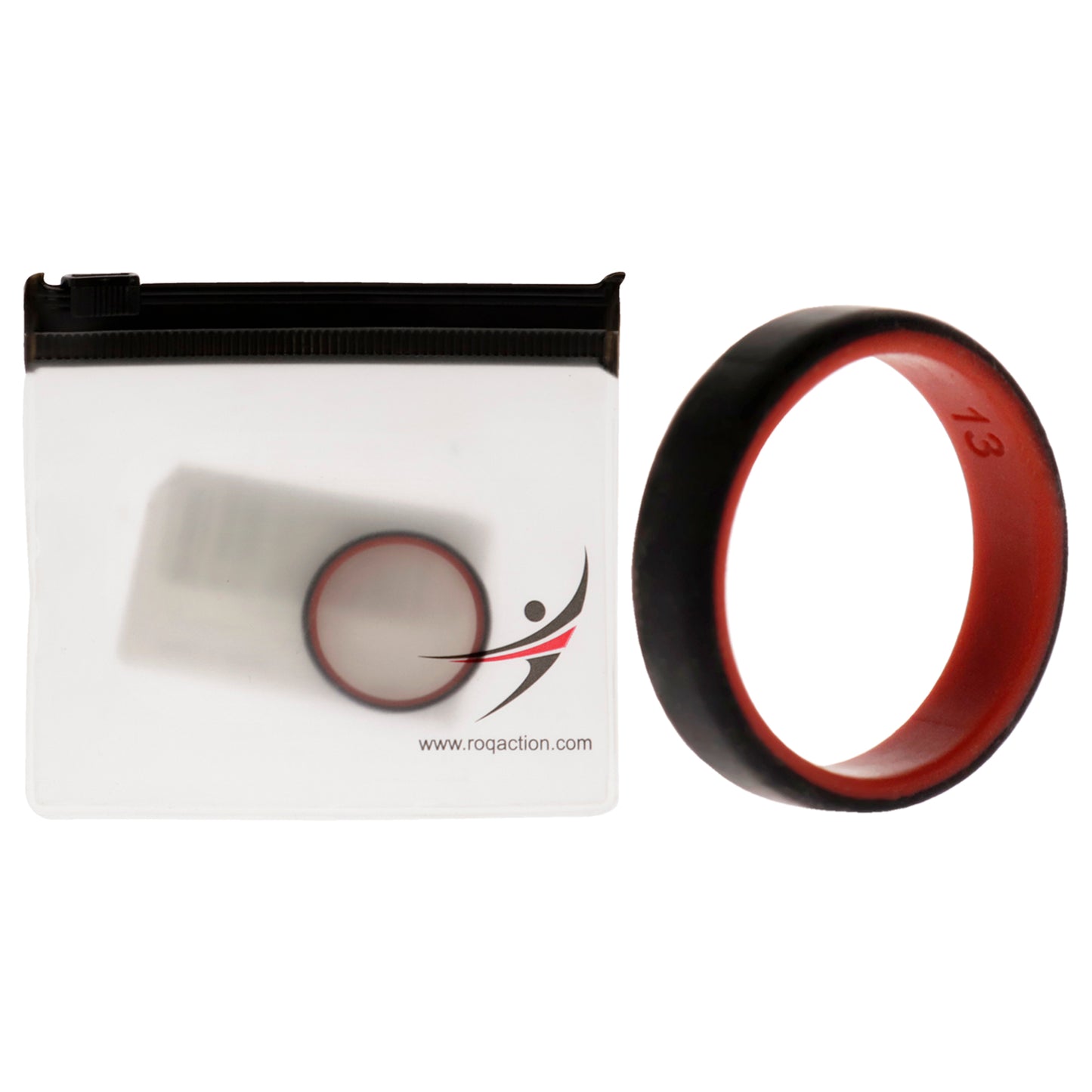 ROQ Silicone Wedding 6mm Brush 2Layer Ring - Red-Black