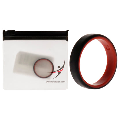 ROQ Silicone Wedding 6mm Brush 2Layer Ring - Red-Black