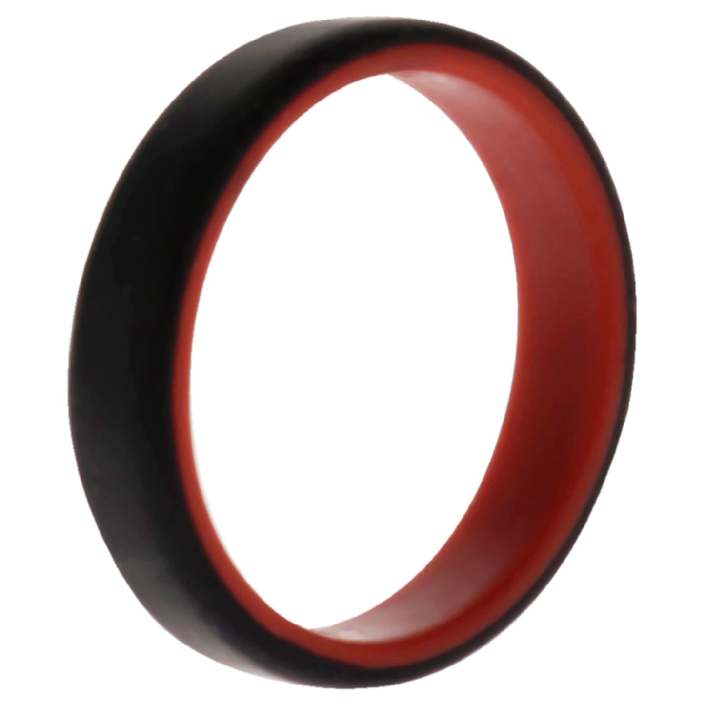 ROQ Silicone Wedding 6mm Brush 2Layer Ring - Red-Black