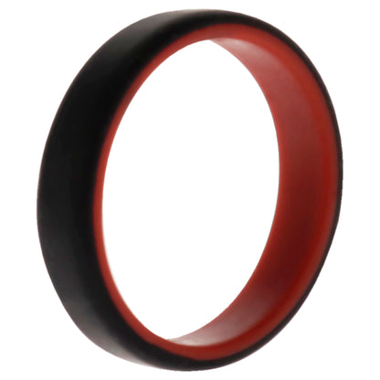 ROQ Silicone Wedding 6mm Brush 2Layer Ring - Red-Black
